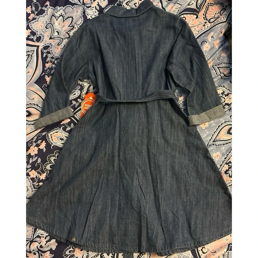 NEW Wonder Nation Girls Belted Buttonup Denim Fit‎ & Flare Dress, 6/6X